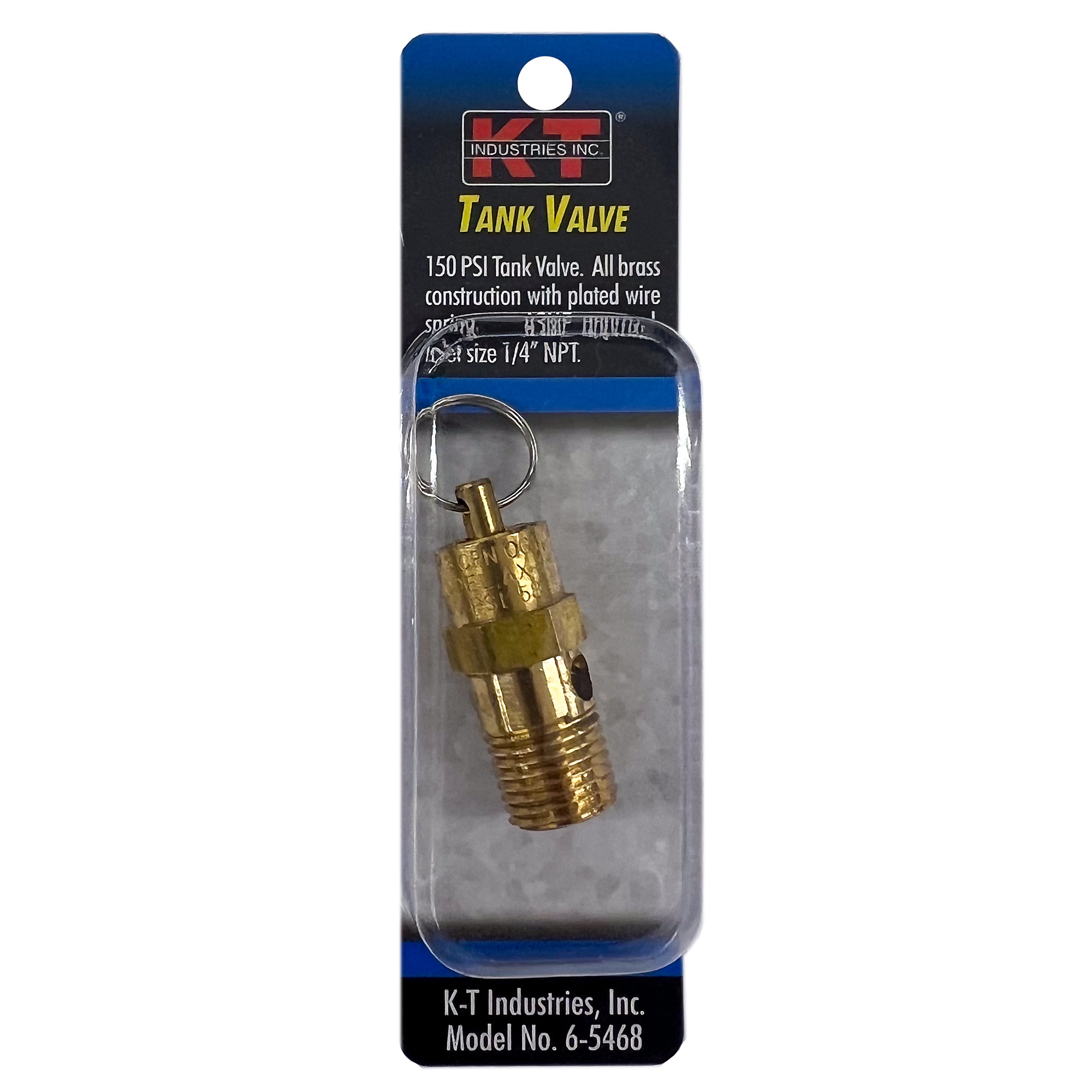 K-T Industries Tank Valve — 150 PSI, Brass, 1/4in. NPT, Model# 6-5468